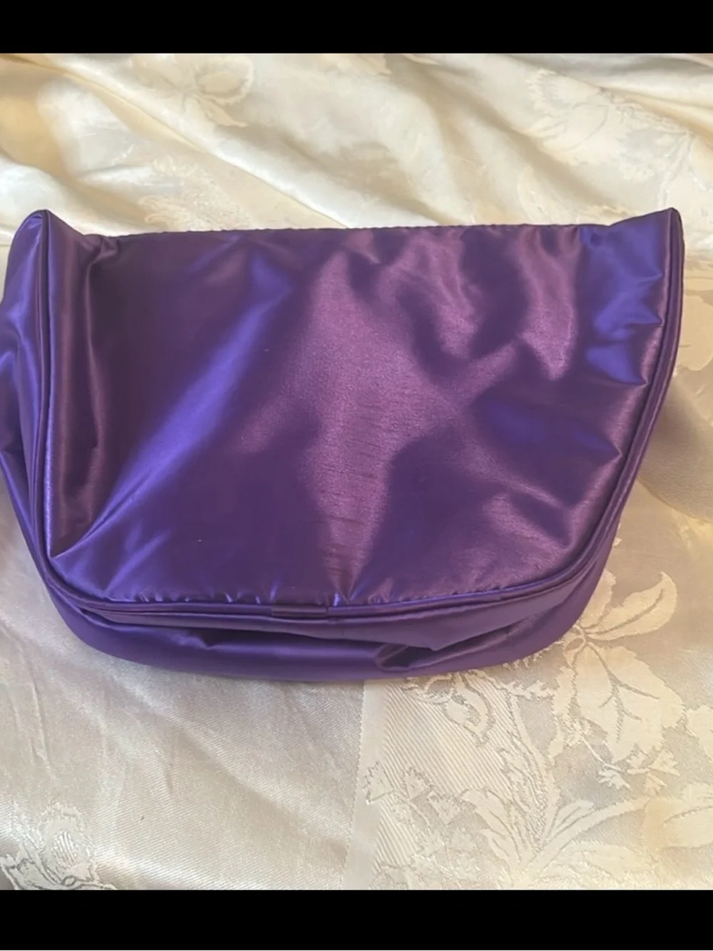 Victoria's Secret Purple Satin Fold-Over Cosmetic Case